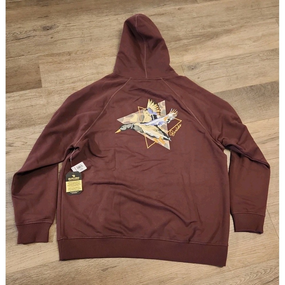 Burlebo Men's Fleece Pintail Triangle Duck Maroon Hoodie Sz. XL NEW